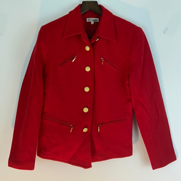 NY Sake 100% Wool Women’s Red Coat Size 4 - Picture 1 of 5